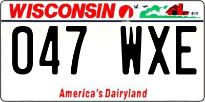 WI license plate 047WXE