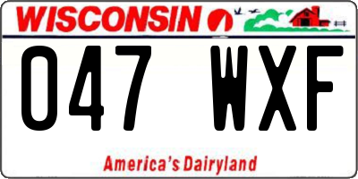 WI license plate 047WXF
