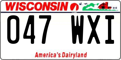 WI license plate 047WXI