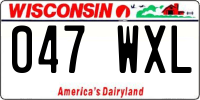 WI license plate 047WXL