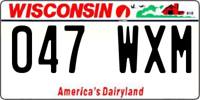 WI license plate 047WXM