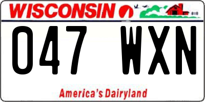 WI license plate 047WXN
