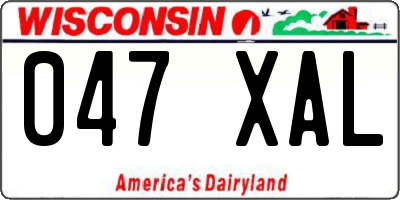 WI license plate 047XAL