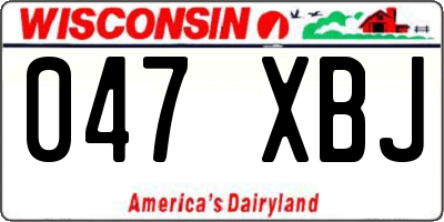 WI license plate 047XBJ