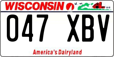 WI license plate 047XBV
