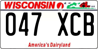 WI license plate 047XCB