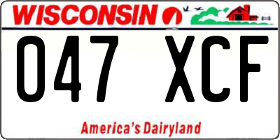 WI license plate 047XCF