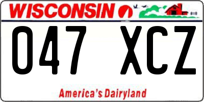 WI license plate 047XCZ