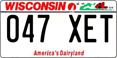 WI license plate 047XET