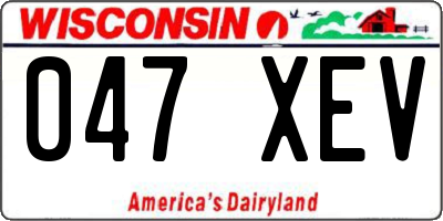 WI license plate 047XEV