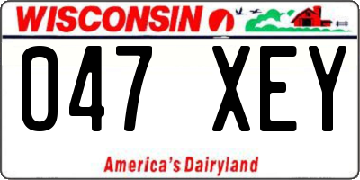 WI license plate 047XEY