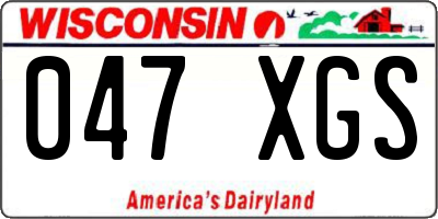 WI license plate 047XGS