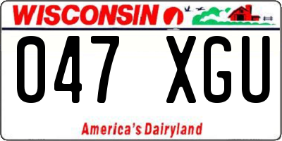 WI license plate 047XGU