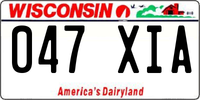 WI license plate 047XIA