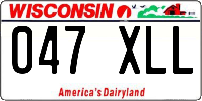 WI license plate 047XLL