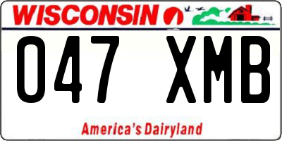 WI license plate 047XMB