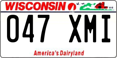 WI license plate 047XMI