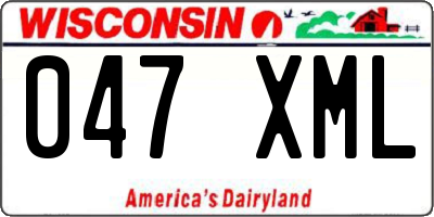 WI license plate 047XML