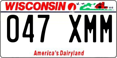 WI license plate 047XMM