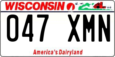 WI license plate 047XMN