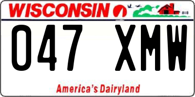 WI license plate 047XMW