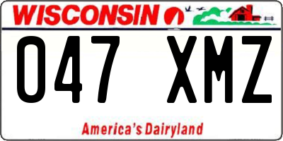 WI license plate 047XMZ