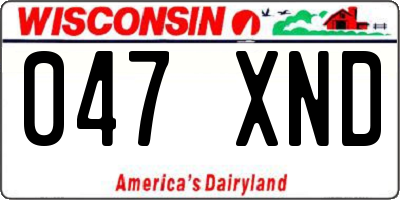 WI license plate 047XND