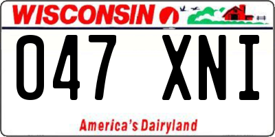 WI license plate 047XNI