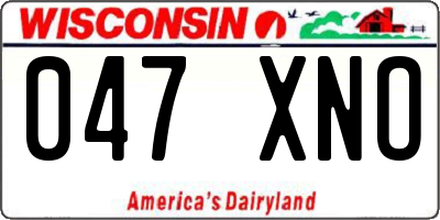 WI license plate 047XNO