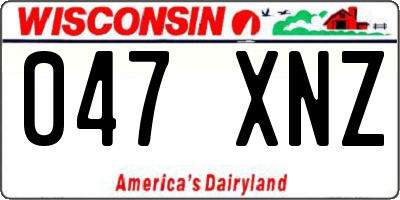 WI license plate 047XNZ