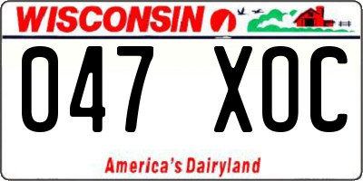 WI license plate 047XOC
