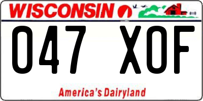 WI license plate 047XOF