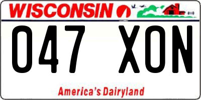 WI license plate 047XON