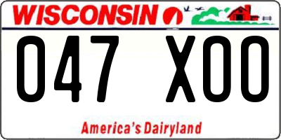 WI license plate 047XOO