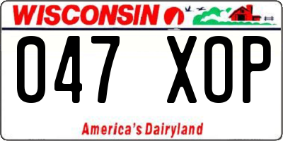WI license plate 047XOP