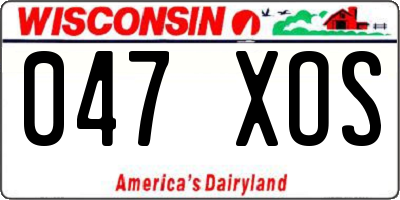 WI license plate 047XOS
