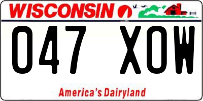 WI license plate 047XOW