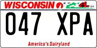 WI license plate 047XPA