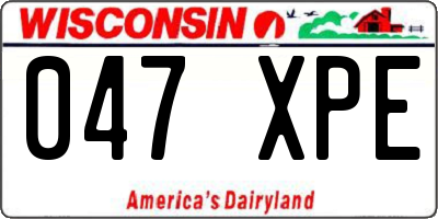 WI license plate 047XPE