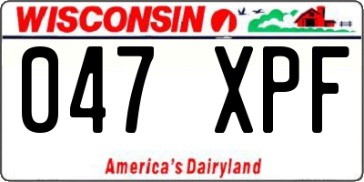 WI license plate 047XPF