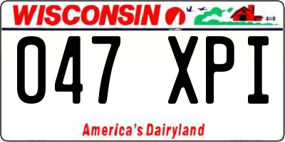 WI license plate 047XPI