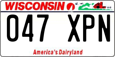WI license plate 047XPN
