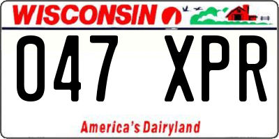 WI license plate 047XPR