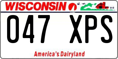 WI license plate 047XPS