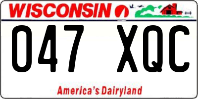 WI license plate 047XQC