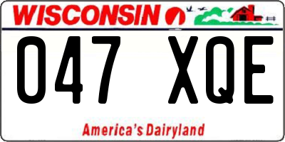 WI license plate 047XQE