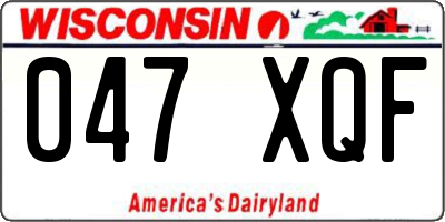 WI license plate 047XQF