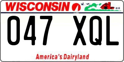 WI license plate 047XQL