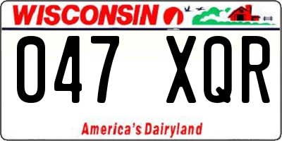 WI license plate 047XQR