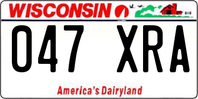 WI license plate 047XRA